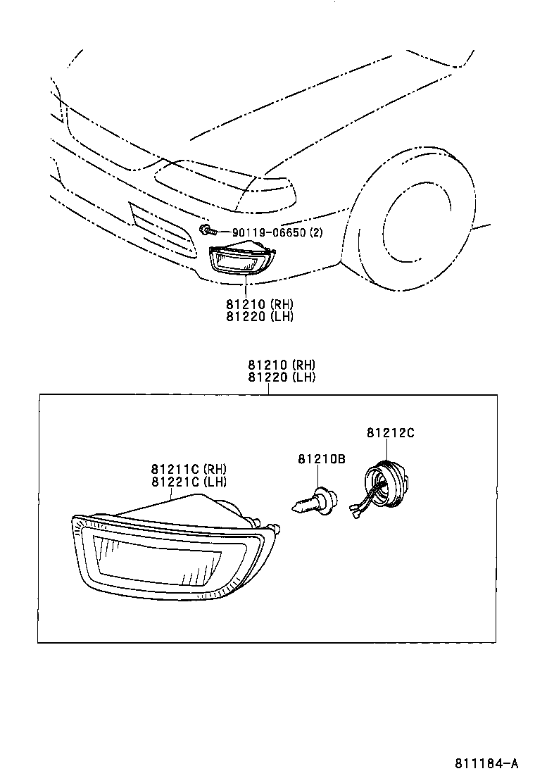 81220-33060 LAMP ASSY, FOG, LH product image