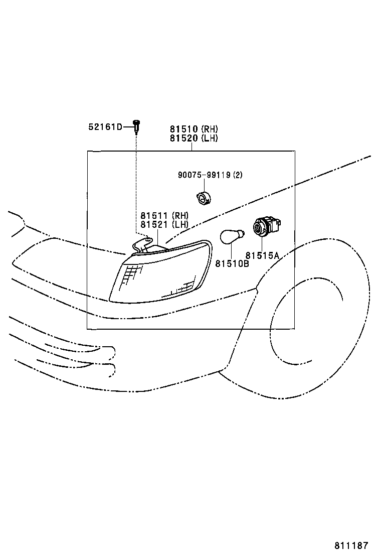 99159-10248 PLUG ASSY, FRONT TURN SIGNAL LAMP product image