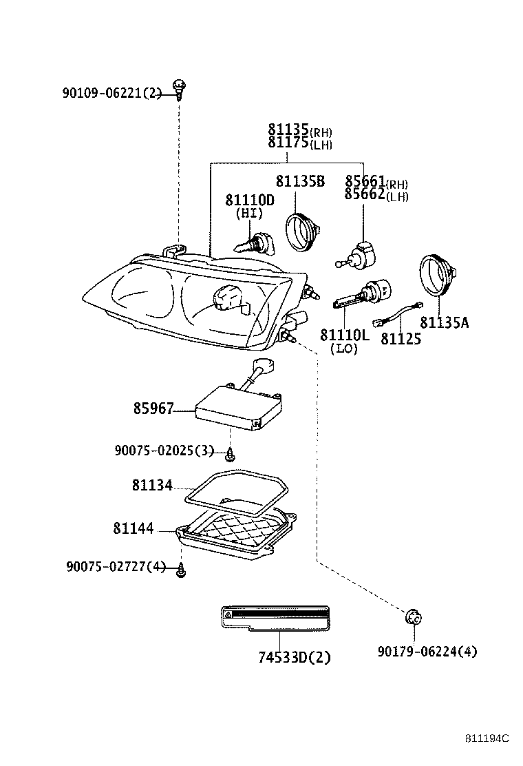 81070-33340 UNIT ASSY, HEADLAMP, LH product image