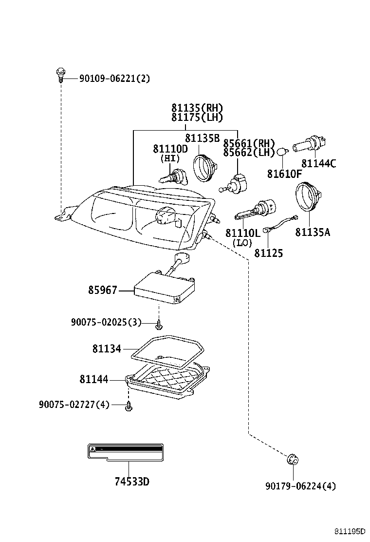81070-33360 UNIT ASSY, HEADLAMP, LH product image
