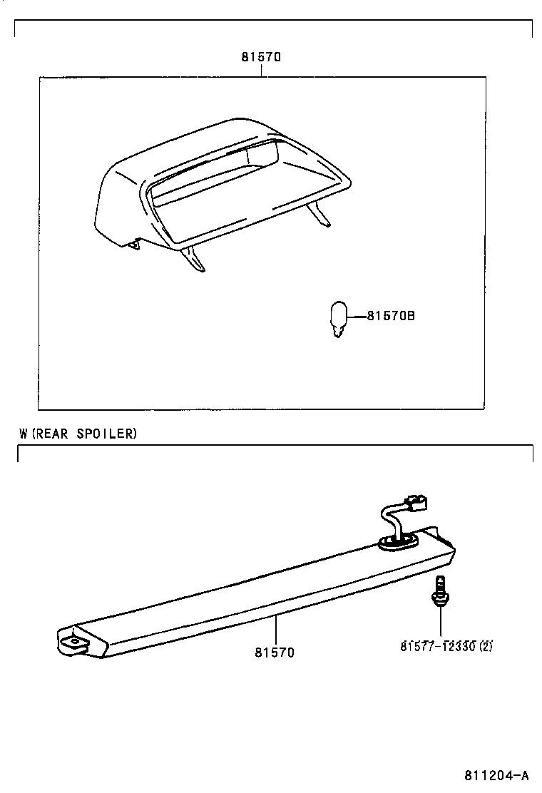 Toyota 81570-52040-E0 LAMP ASSY, CENTER STOP