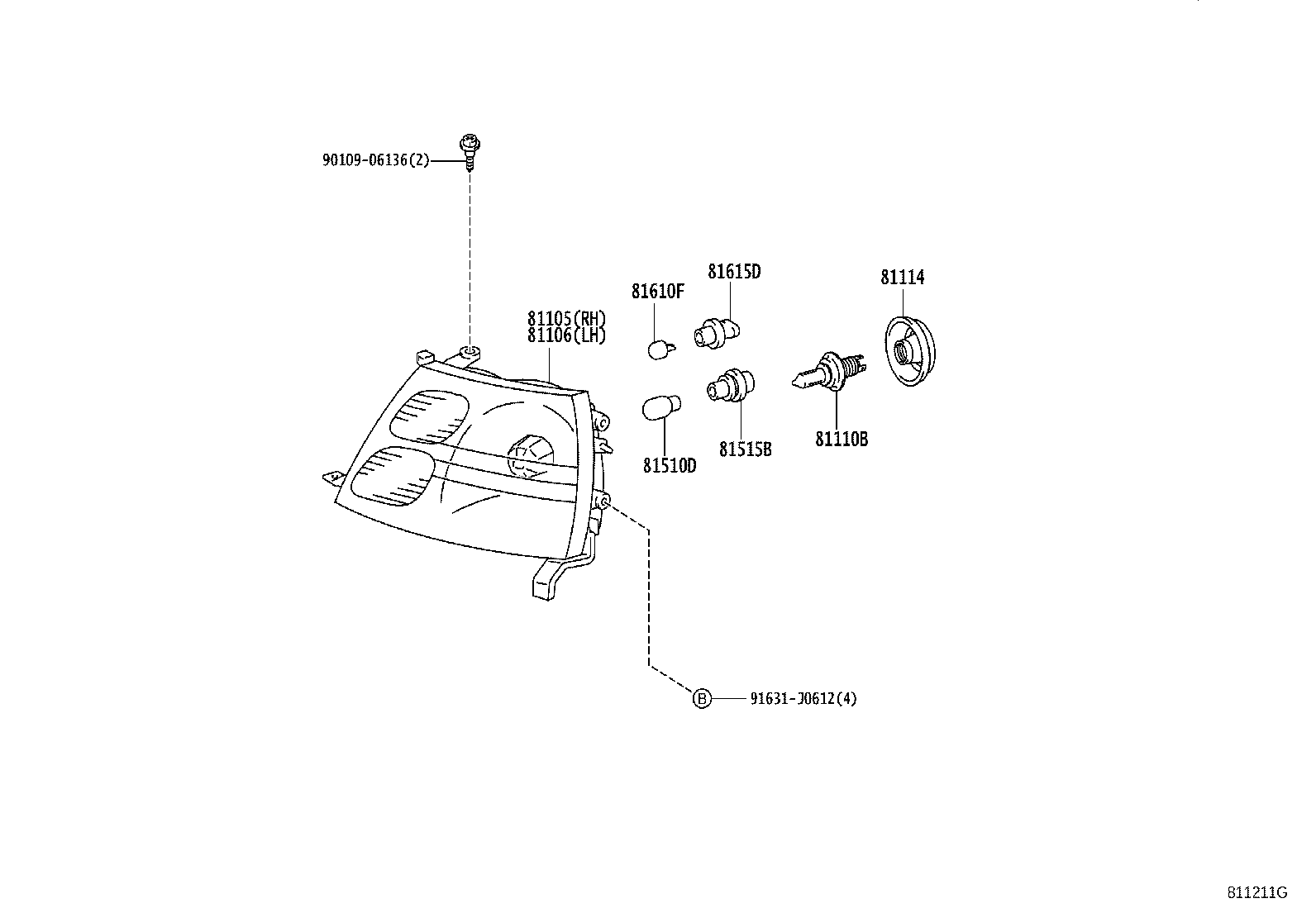 81105-26191 HOUSING SUB-ASSY, HEADLAMP, RH product image