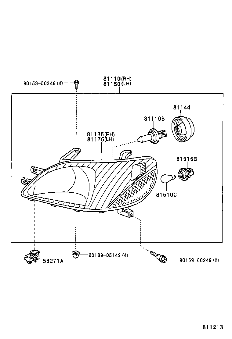 81150-52190 HEADLAMP ASSY, LH product image