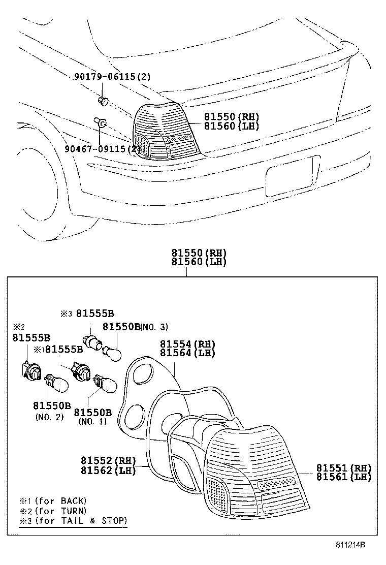 Toyota 81550-52090 LAMP ASSY, REAR COMBINATION, RH