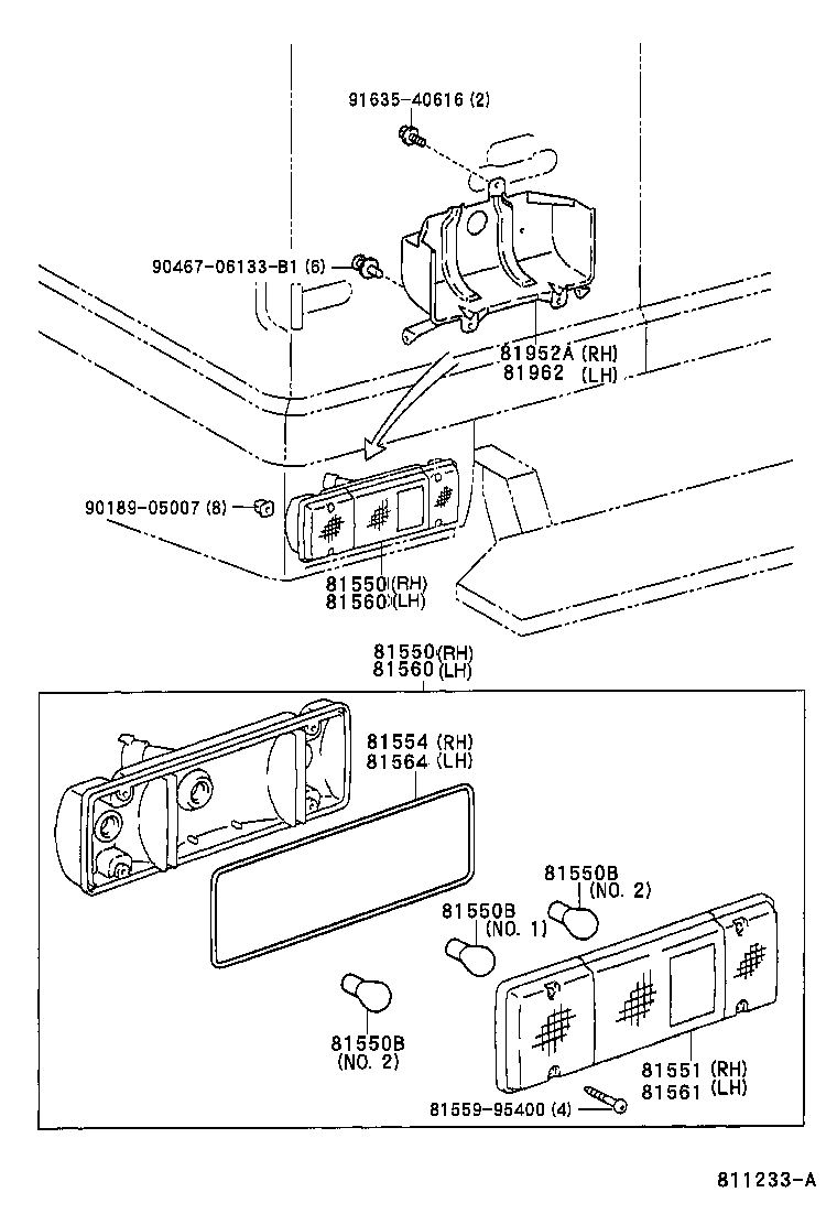 81550-25121 LAMP ASSY, REAR COMBINATION, RH product image