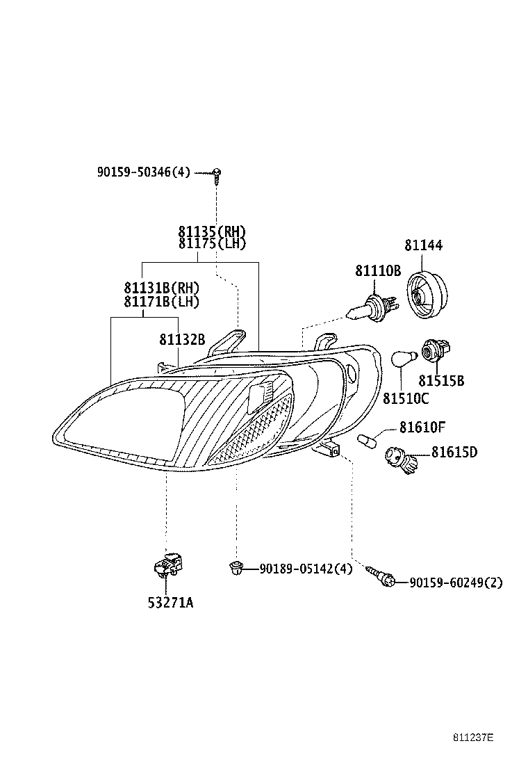 81130-52290 UNIT ASSY, HEADLAMP, RH product image