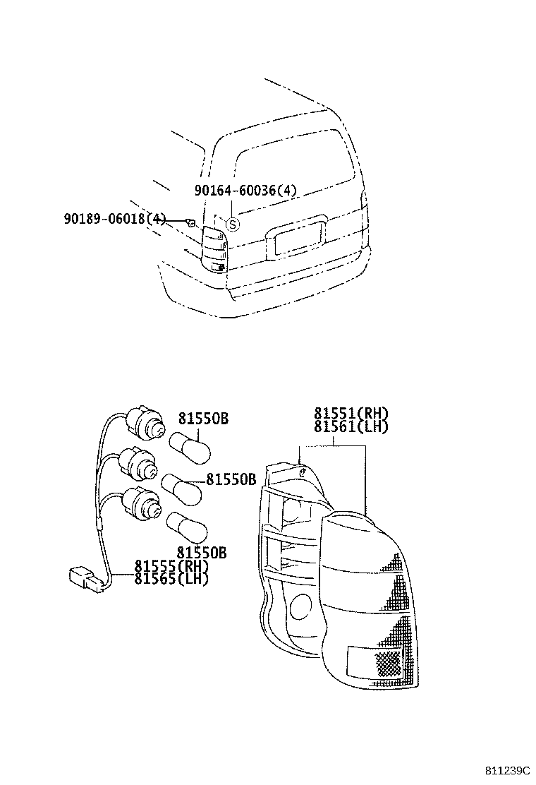 81550-26170 LAMP ASSY, REAR COMBINATION, RH product image