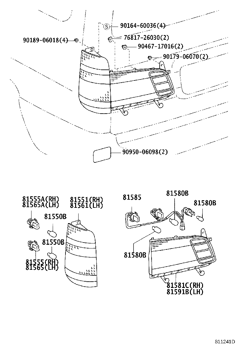 81550-26170 LAMP ASSY, REAR COMBINATION, RH product image