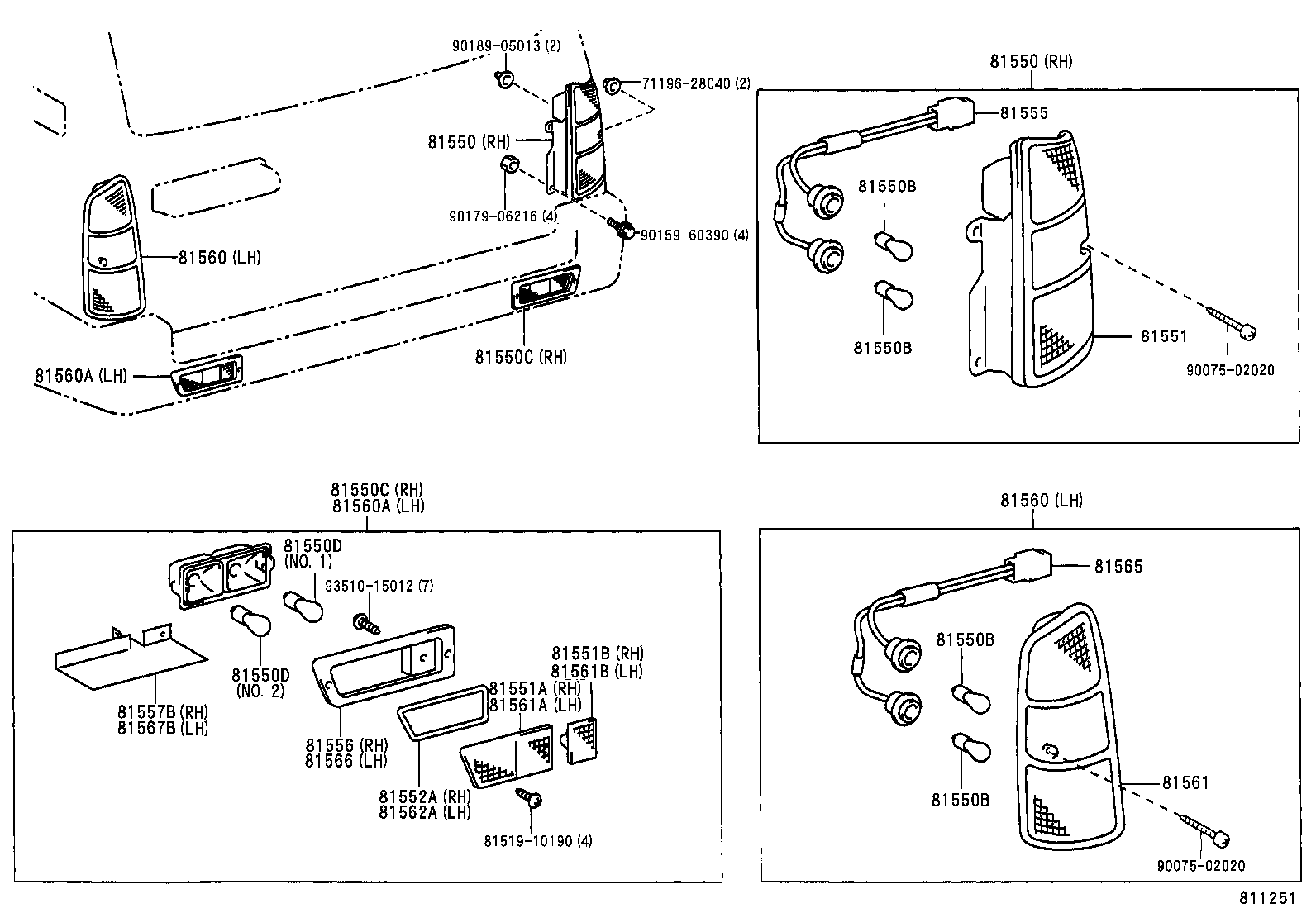 81550-60490 LAMP ASSY, REAR COMBINATION, RH product image