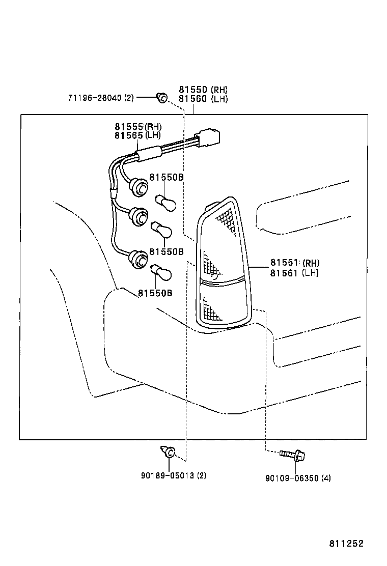 81550-60490 LAMP ASSY, REAR COMBINATION, RH product image