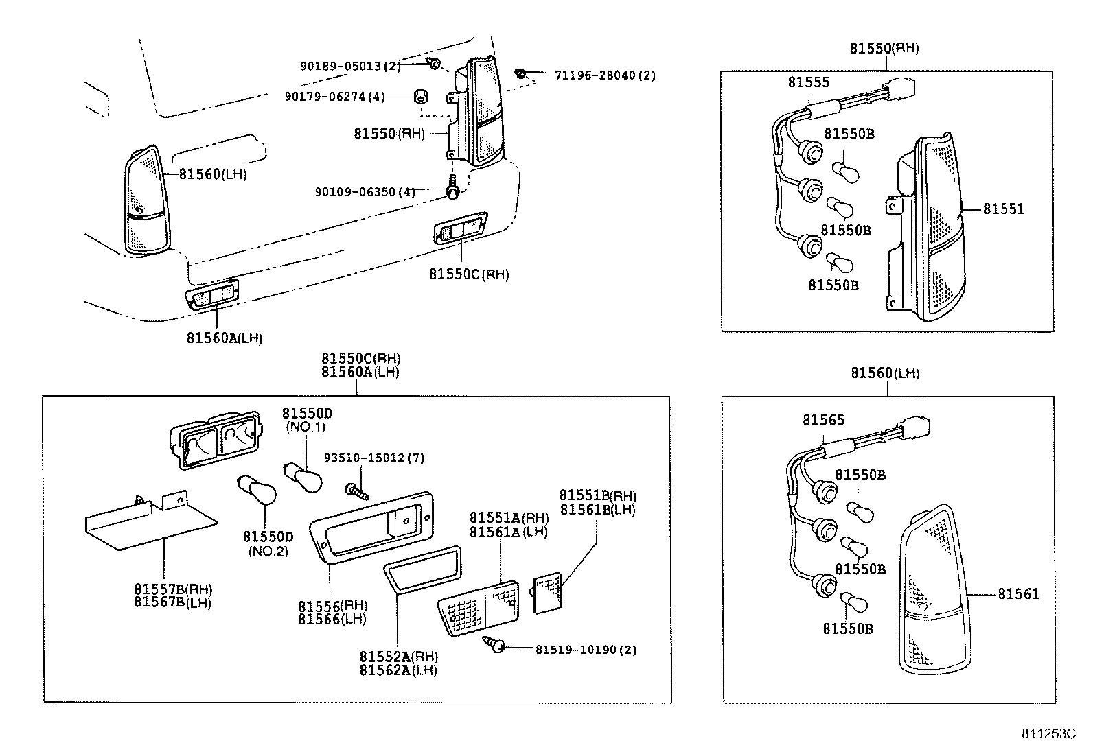 81550-60490 LAMP ASSY, REAR COMBINATION, RH product image
