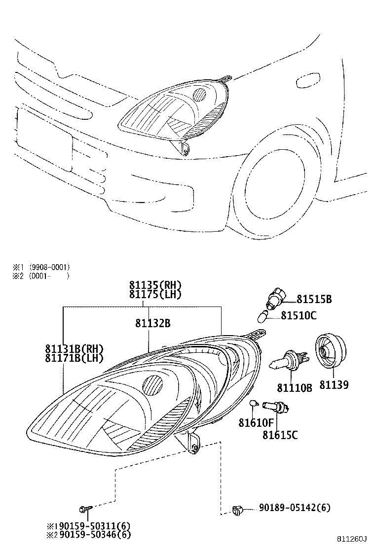 81130-52061 UNIT ASSY, HEADLAMP, RH product image