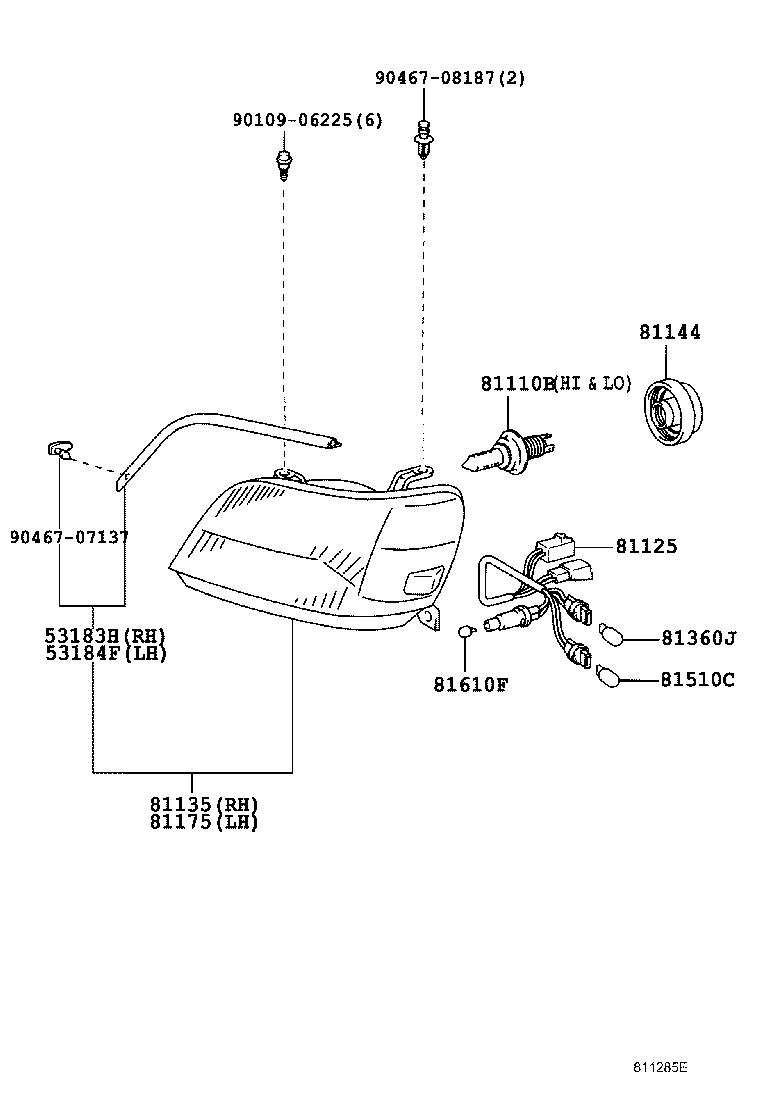 53183-30110 SEAL, HEADLAMP COVER, RH product image