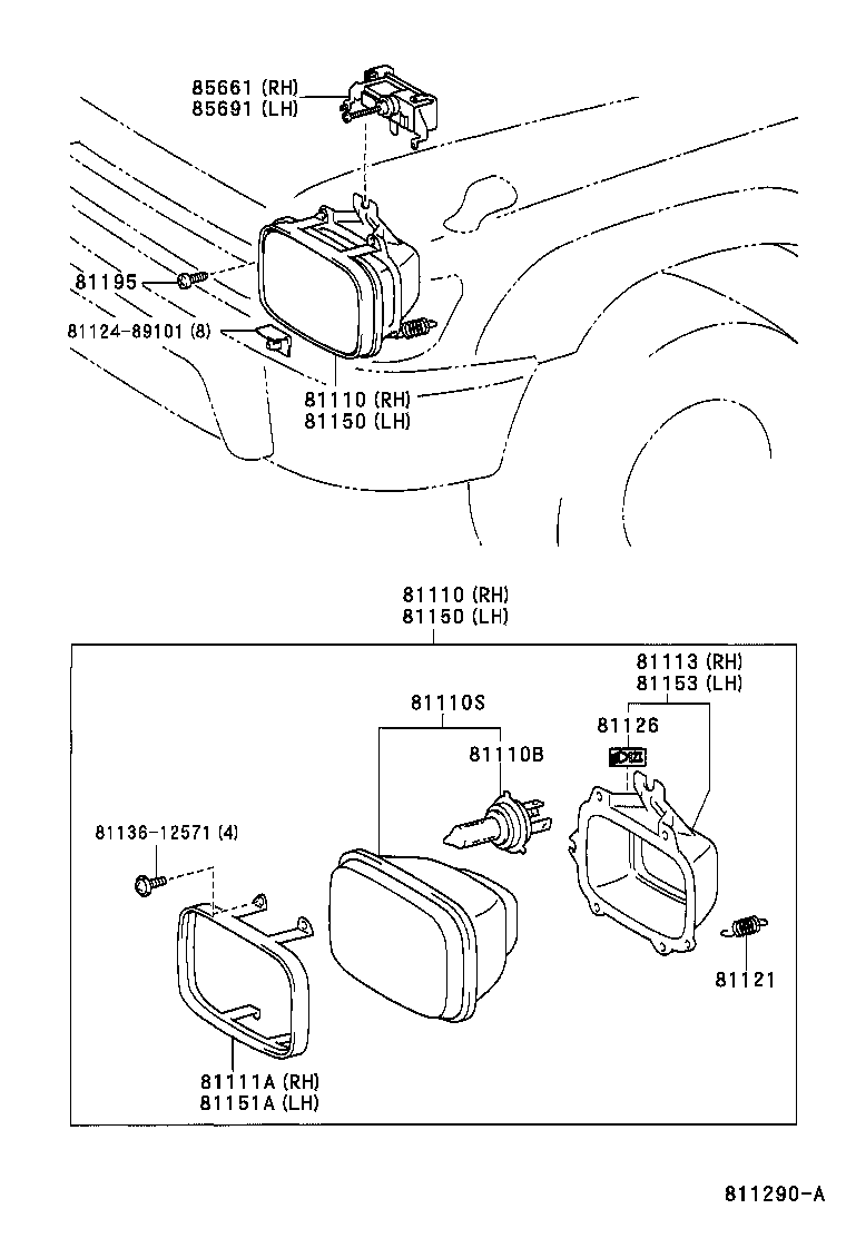 81130-35360 UNIT, HEADLAMP, RH product image