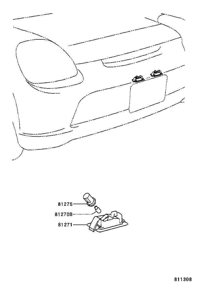 81275-17040 SOCKET AND WIRE, LICENSE PLATE LAMP product image