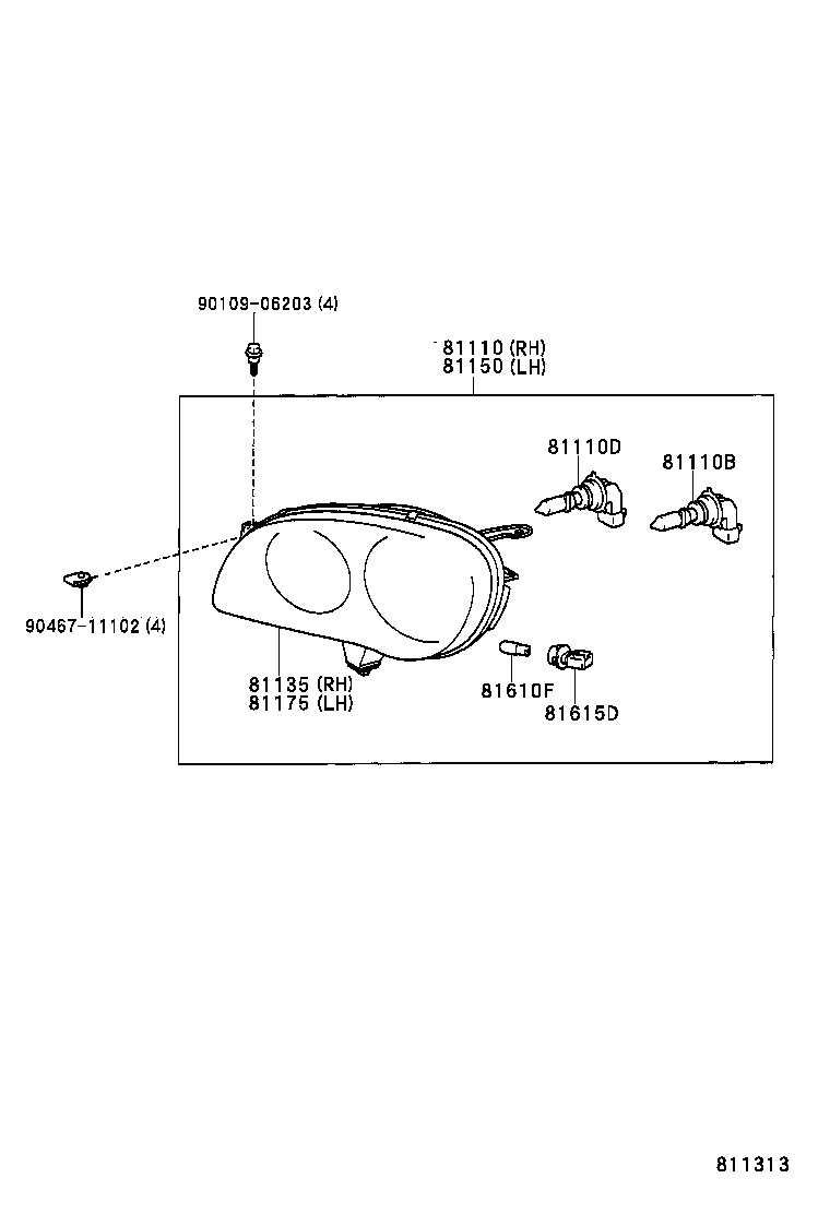 53184-12110 SEAL, HEADLAMP COVER, LH product image