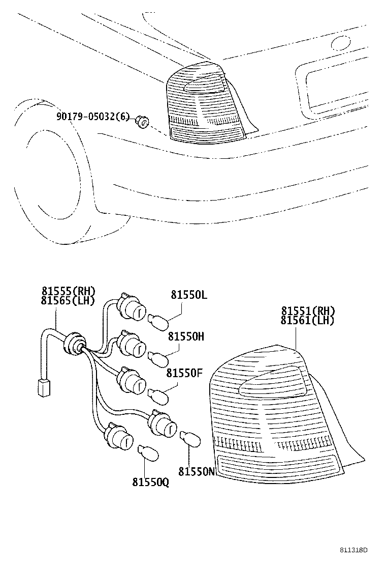 81585-30302 SOCKET & WIRE, REAR LAMP product image