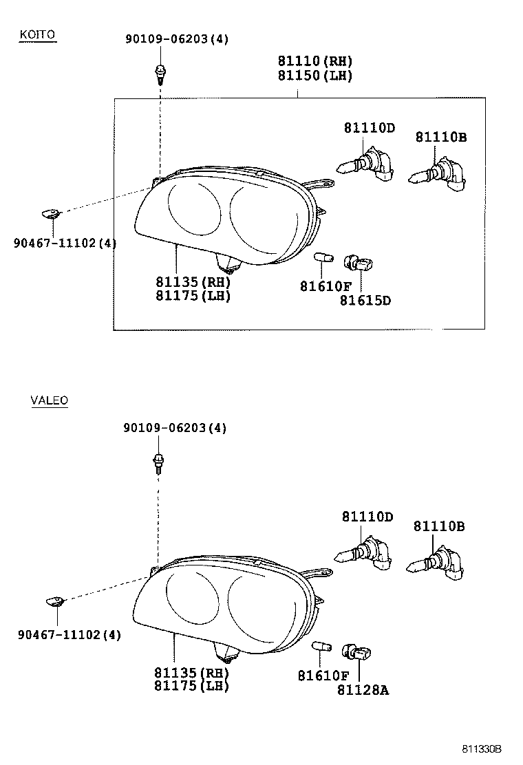 81130-02090 UNIT ASSY, HEADLAMP, RH product image