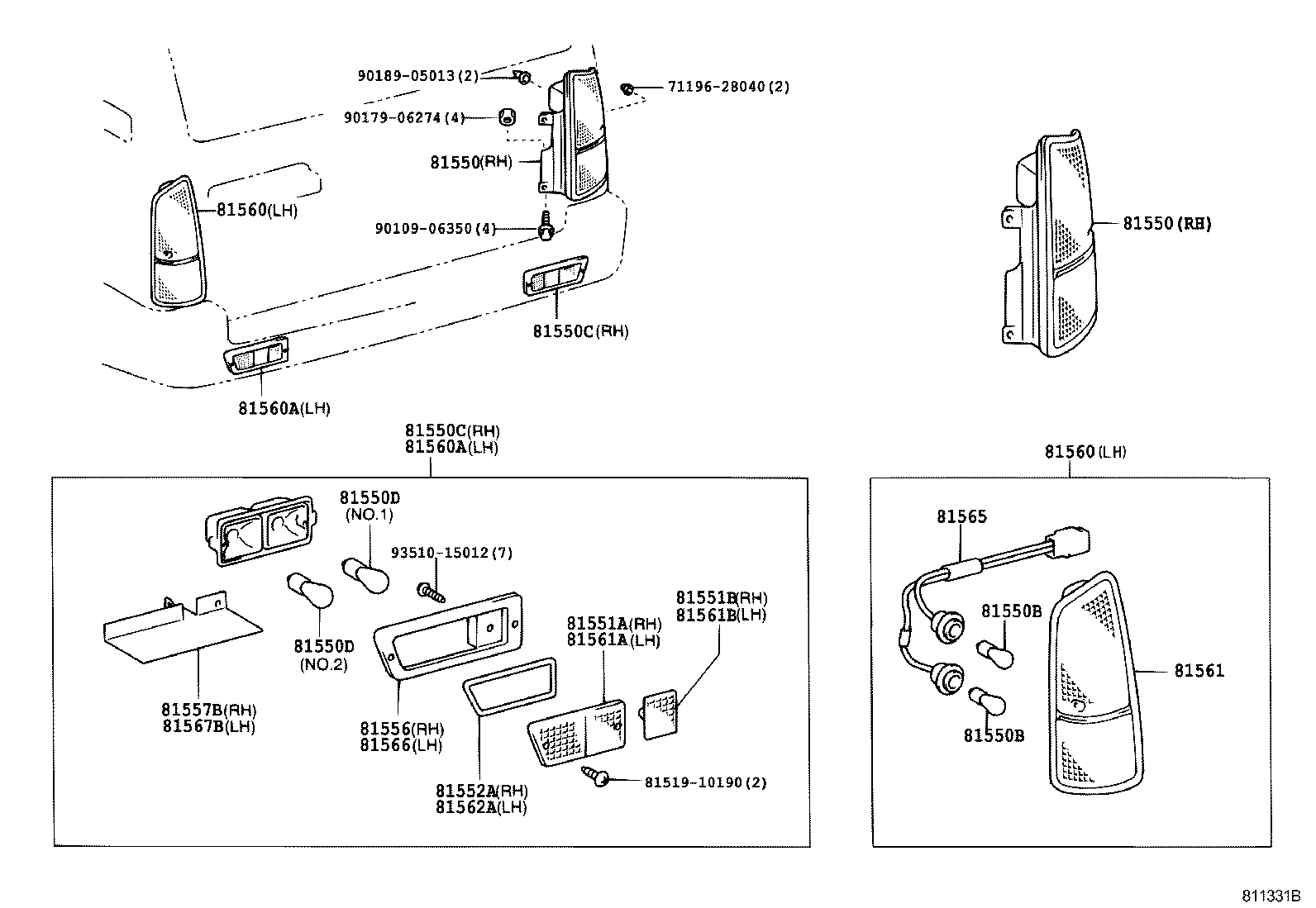 81550-60640 LAMP ASSY, REAR COMBINATION, RH product image