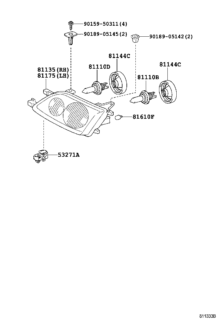 81130-05090 UNIT ASSY, HEADLAMP, RH product image