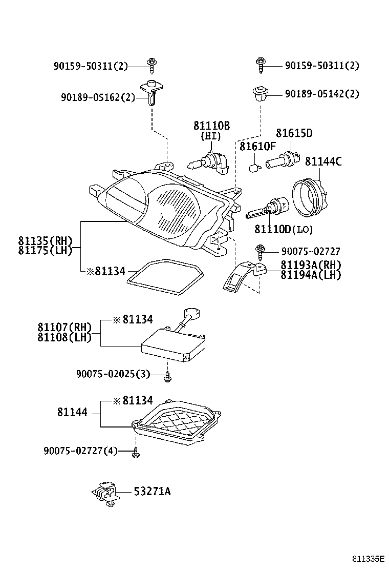 81070-21090 UNIT ASSY, HEADLAMP, LH product image
