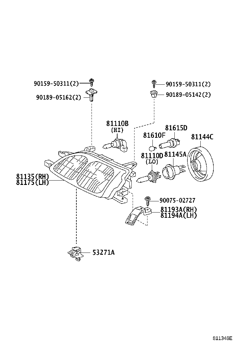 81070-21090 UNIT ASSY, HEADLAMP, LH product image