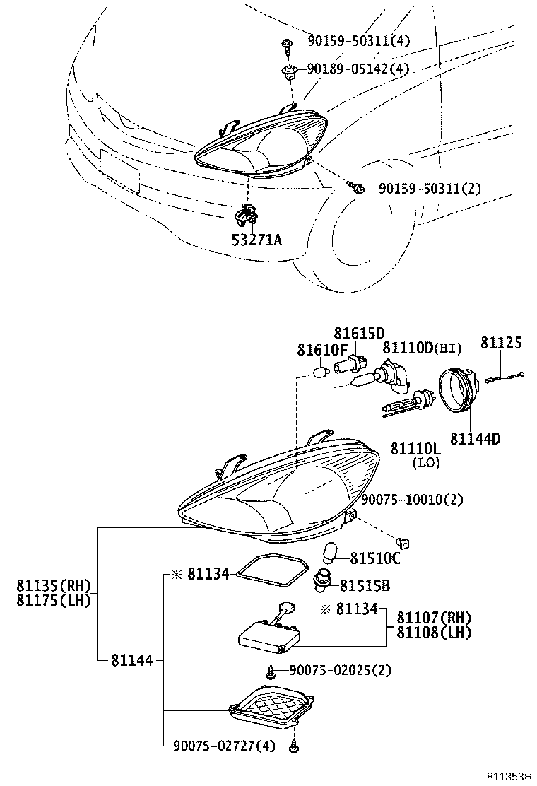 81107-28560 COMPUTER SUB-ASSY, HEADLAMP LIGHT CONTROL, RH product image