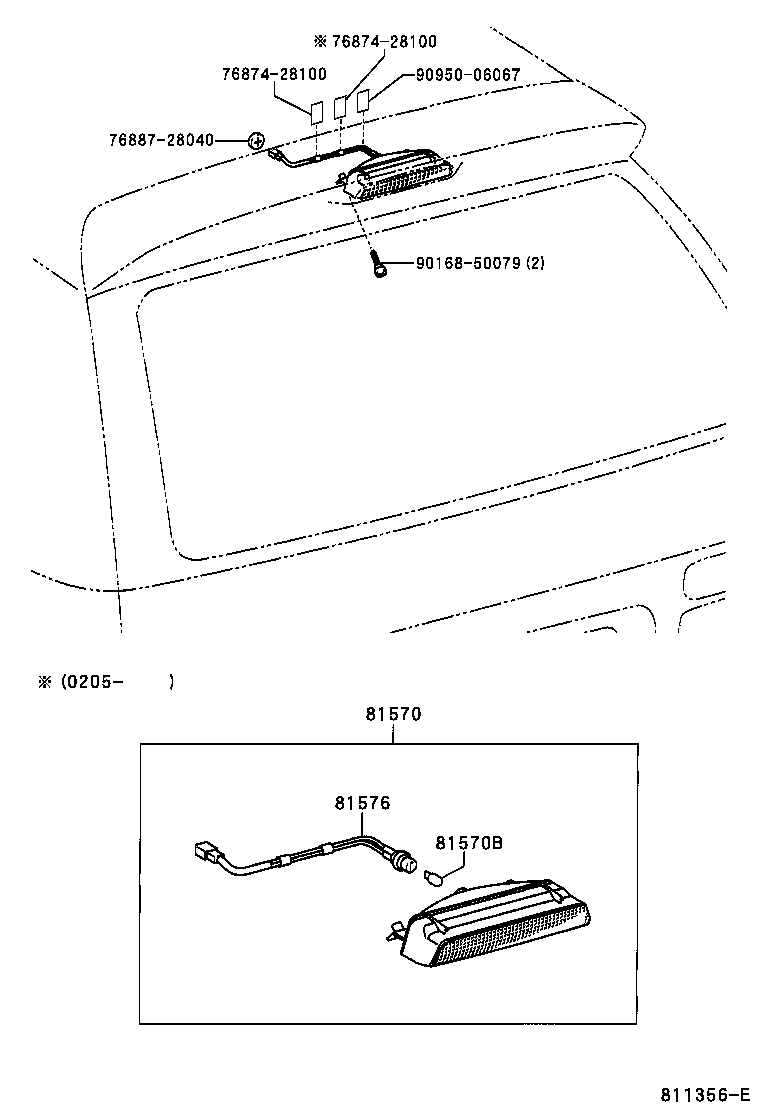81576-28180 SOCKET & WIRE, CENTER STOP LAMP product image