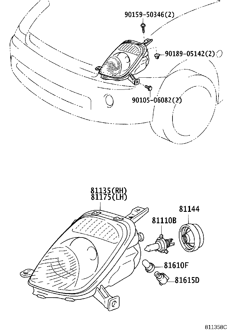 81130-52200 UNIT ASSY, HEADLAMP, RH product image