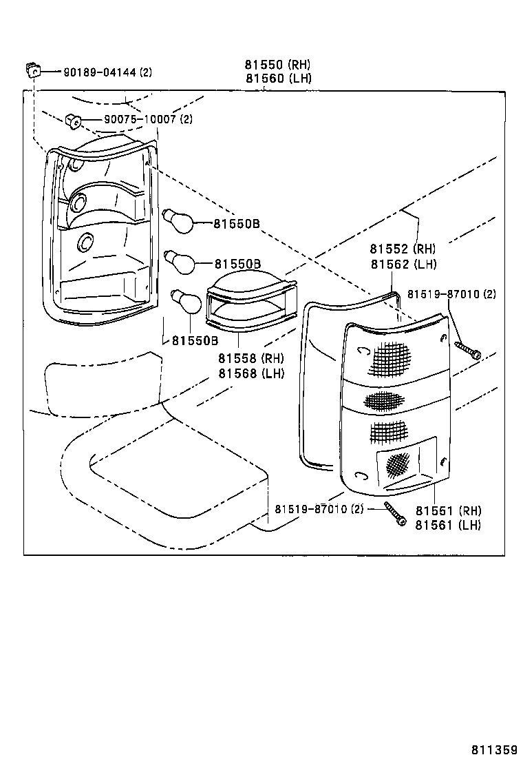 81560-89152 LAMP ASSY, REAR COMBINATION, LH product image