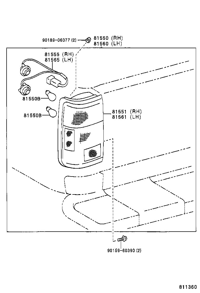 81560-89152 LAMP ASSY, REAR COMBINATION, LH product image