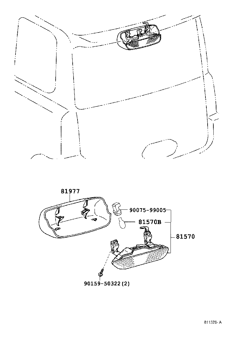 Toyota 81570-52060 LAMP ASSY, CENTER STOP