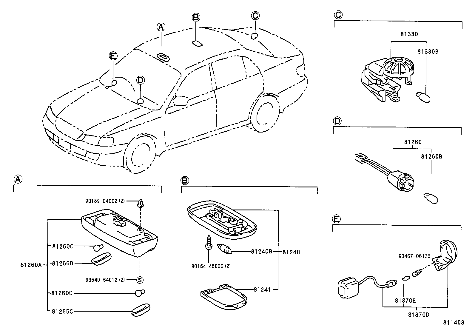 81260-20240 LAMP ASSY, GLOVE BOX product image