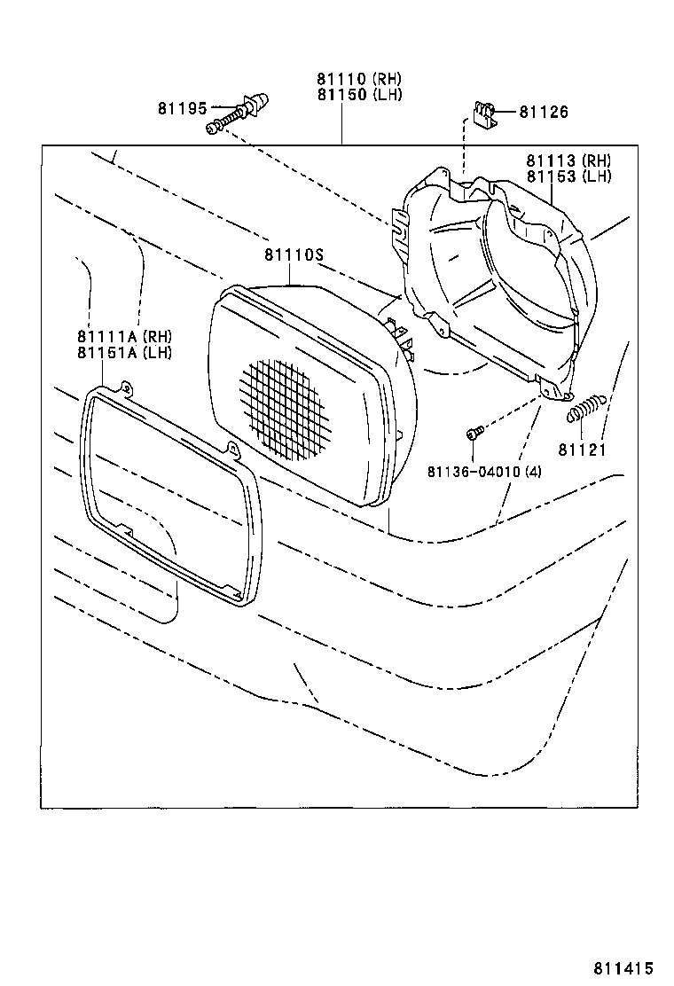 81105-04090 HOUSING SUB-ASSY, HEADLAMP, RH product image