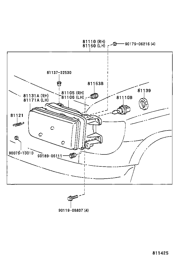 81130-35320 UNIT, HEADLAMP, RH product image