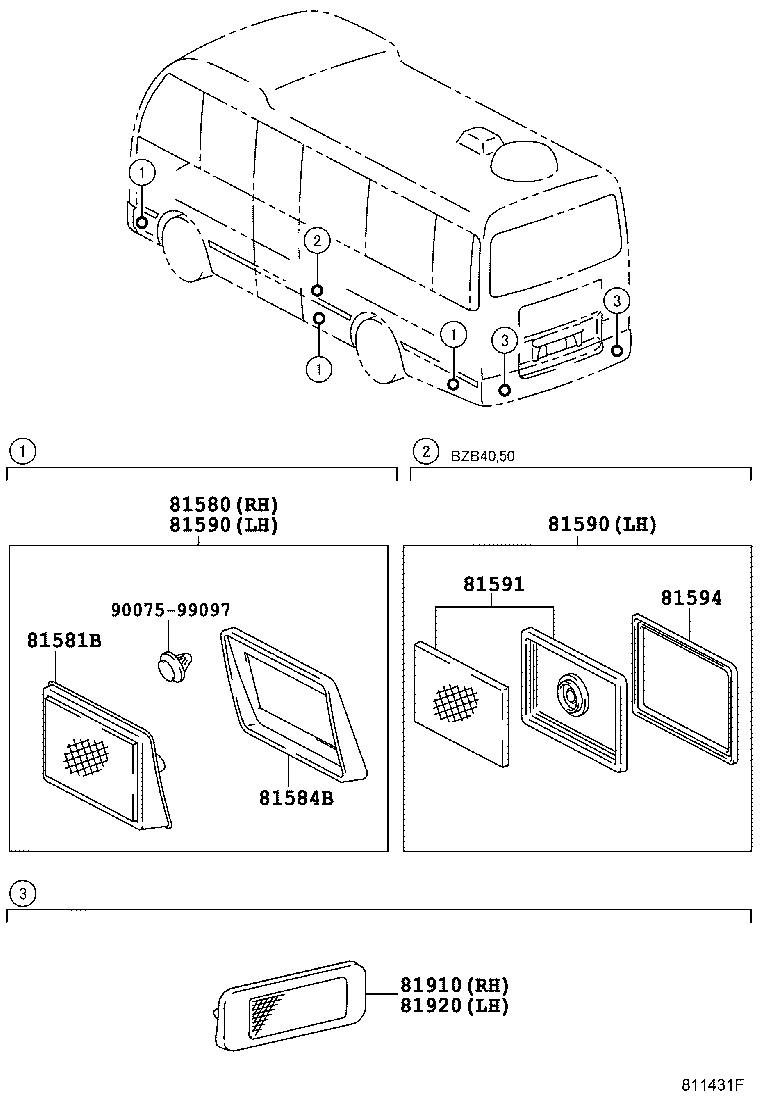 81910-60100 REFLECTOR ASSY, REFLEX, RH product image