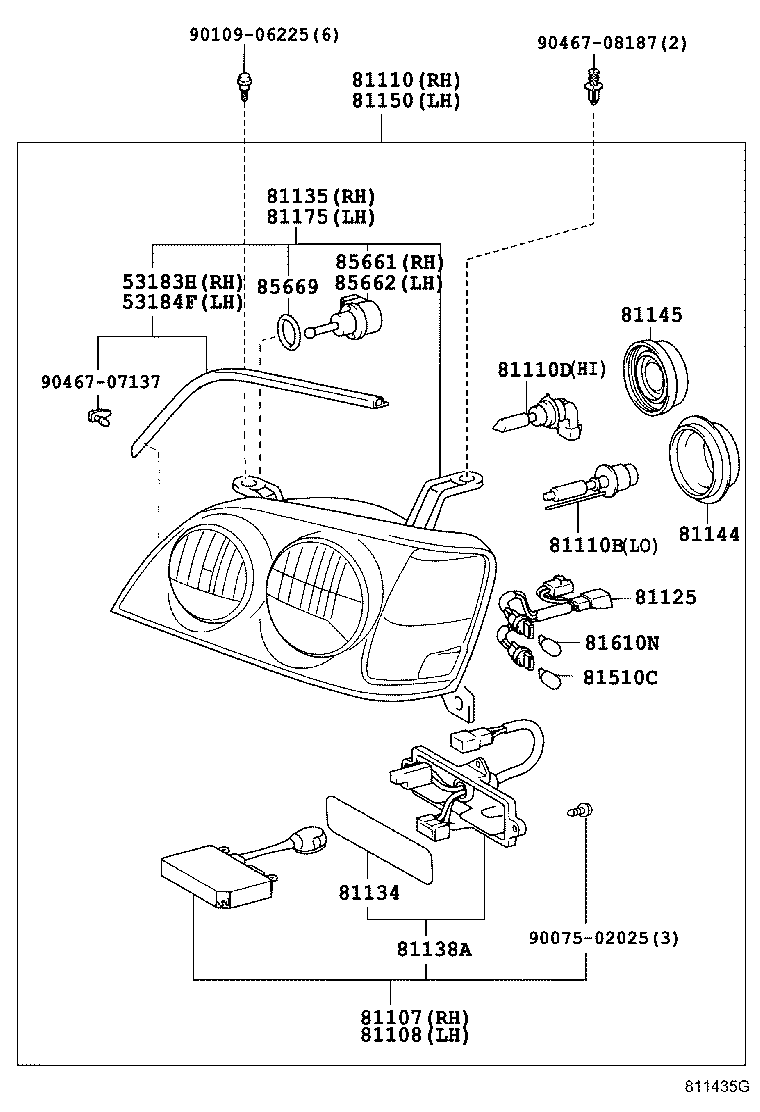 53183-30120 SEAL, HEADLAMP COVER, RH product image