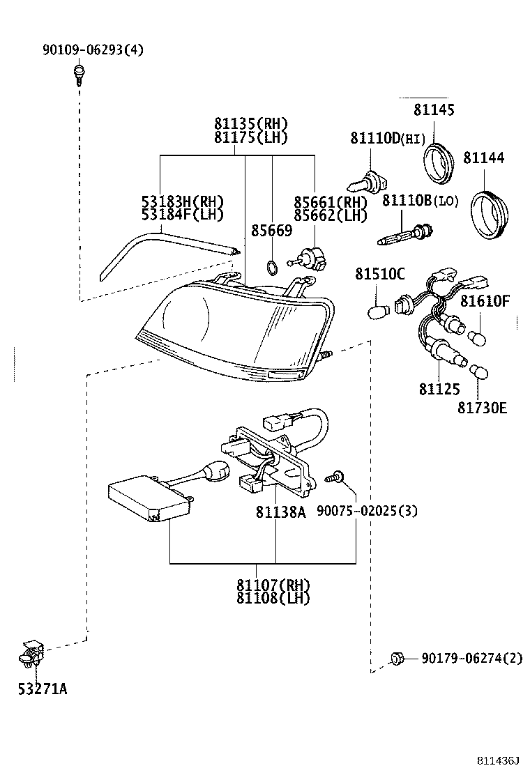53183-30120 SEAL, HEADLAMP COVER, RH product image