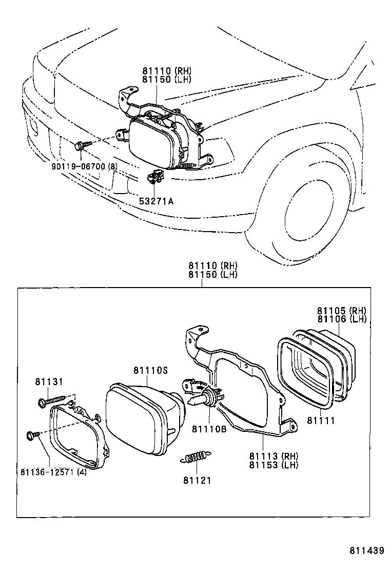 81150-0B040 HEADLAMP ASSY, LH product image