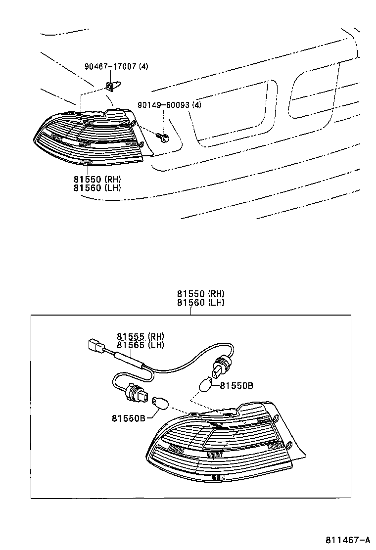 81550-07020 LAMP ASSY, REAR COMBINATION, RH product image