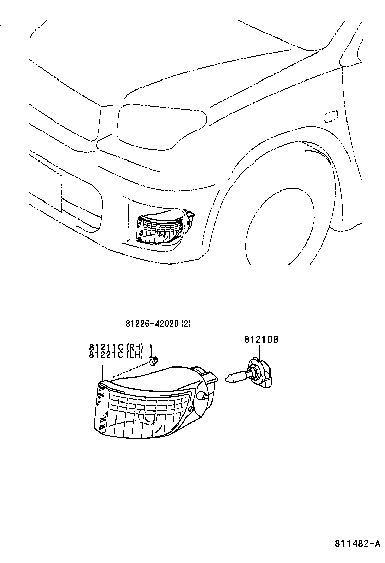 Toyota 81211-42020 LAMP UNIT, FOG LAMP, RH