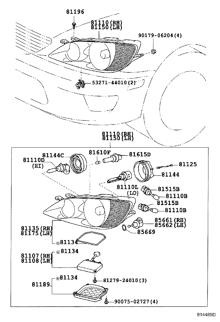 Toyota 81150-53041 HEADLAMP ASSY, LH