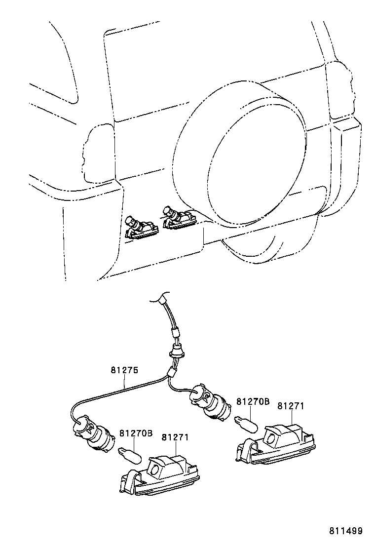 81275-42050 SOCKET AND WIRE, LICENSE PLATE LAMP product image