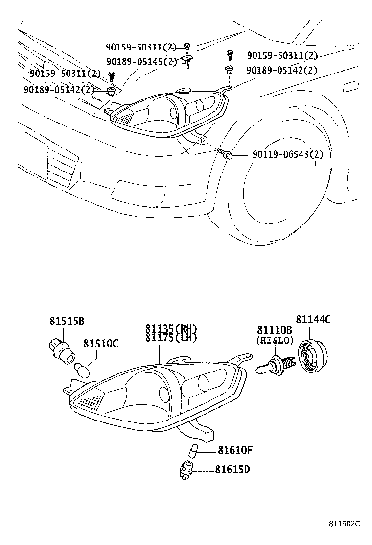 81070-63040 UNIT, HEADLAMP, LH product image