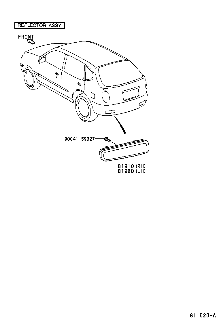 81910-97401 REFLECTOR ASSY, REFLEX, RH product image
