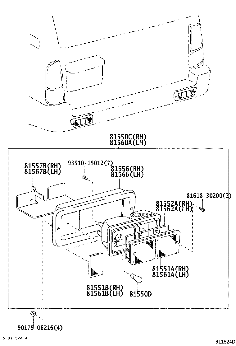 81550-60670 LAMP ASSY, REAR COMBINATION, RH product image