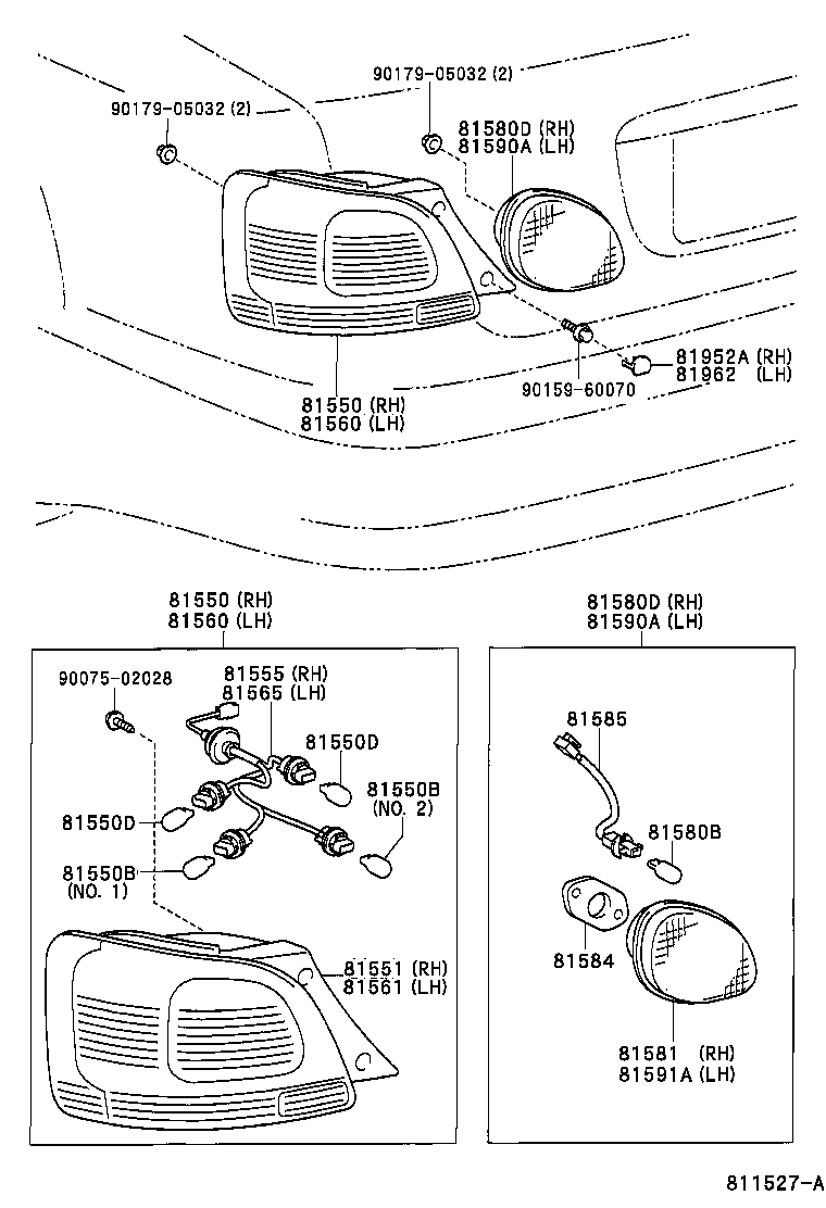 Toyota 81550-30850 LAMP ASSY, REAR COMBINATION, RH