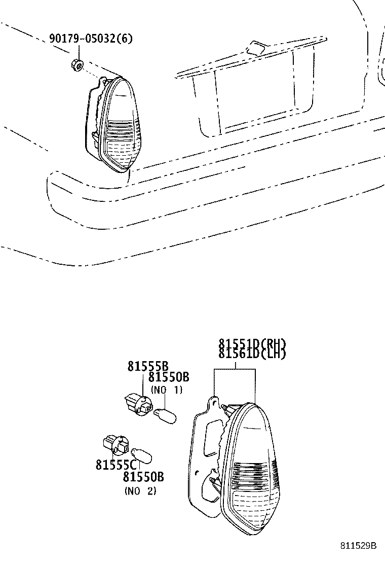 81561-51050 LENS & BODY, REAR COMBINATION LAMP, LH product image