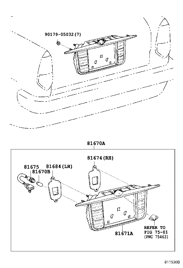 81671-51030 LENS & BODY, BACK-UP LAMP product image