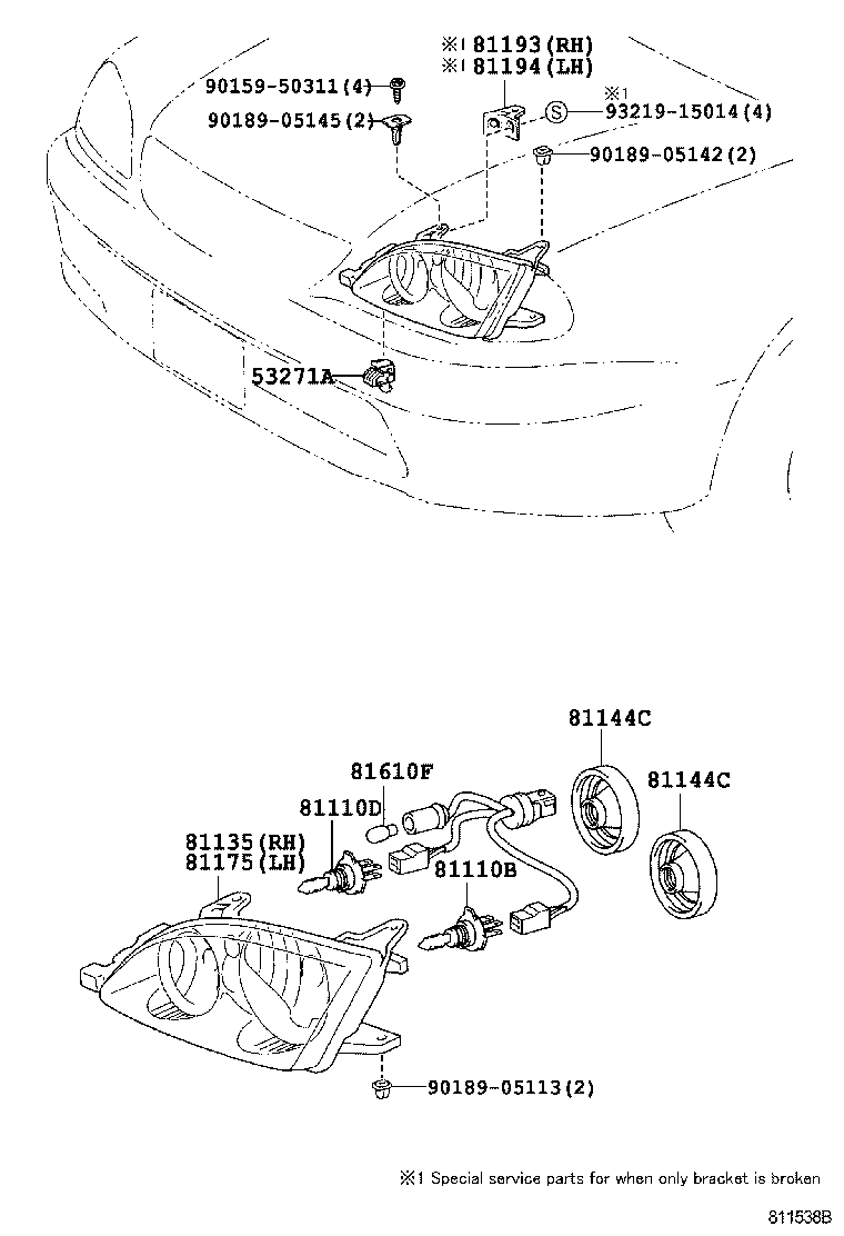 81130-05090 UNIT ASSY, HEADLAMP, RH product image